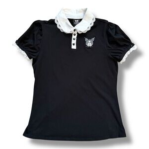 Hot Topic Sanrio Kuromi Lace Collared Short Sleeve Top Size Medium